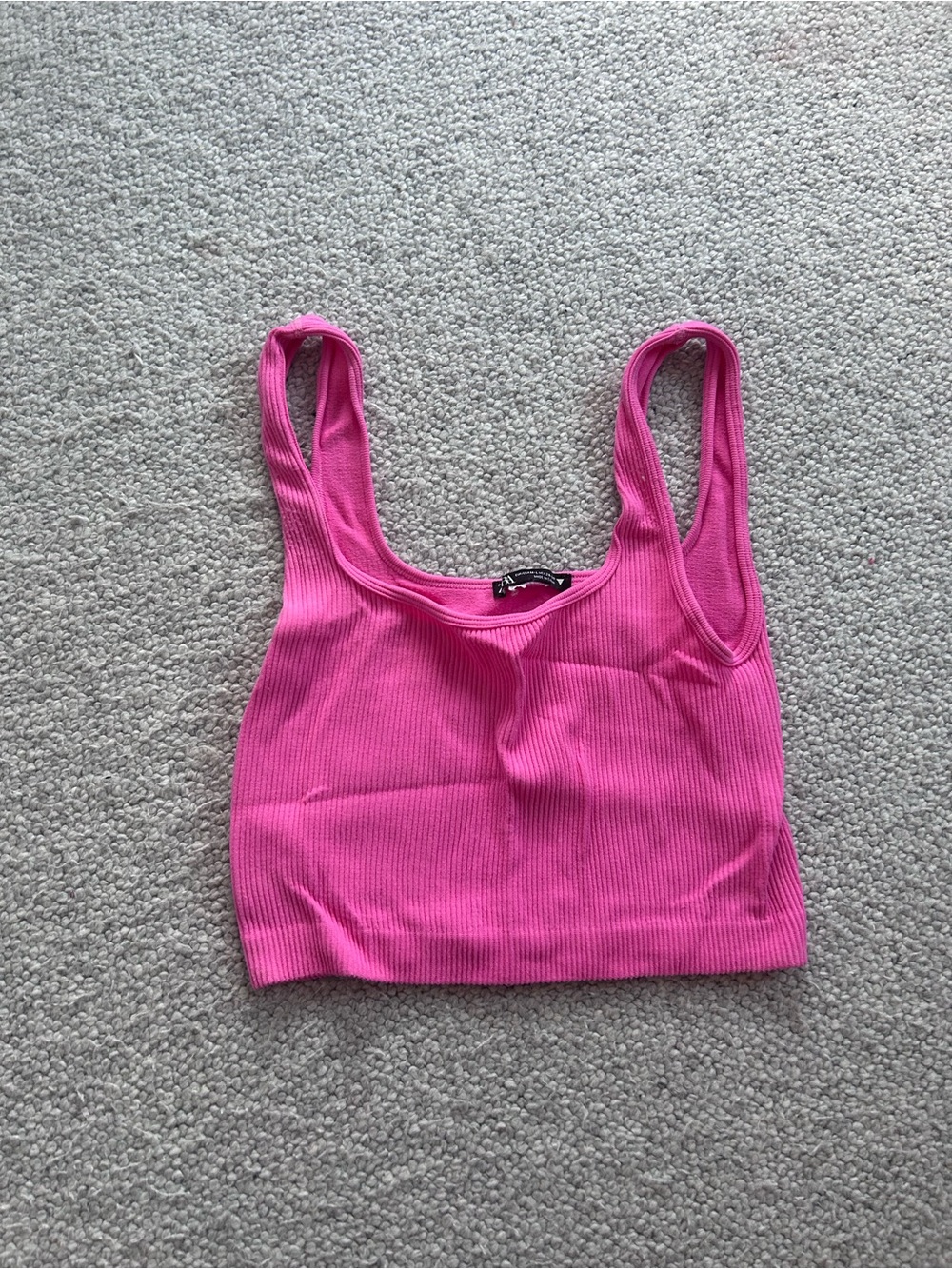 Zara Bright Pink Ribbed Tank Top